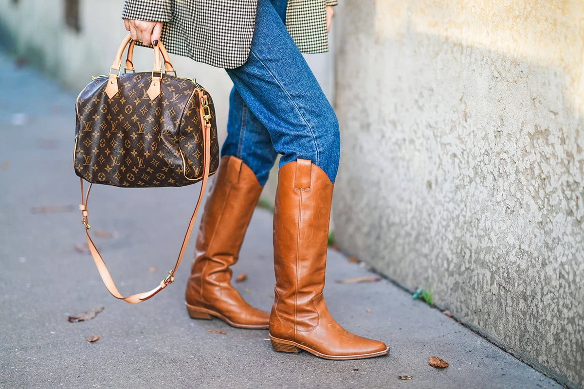 Speedy brown leather monogram printed bag from Louis Vuitton | Getty Editorial Use
