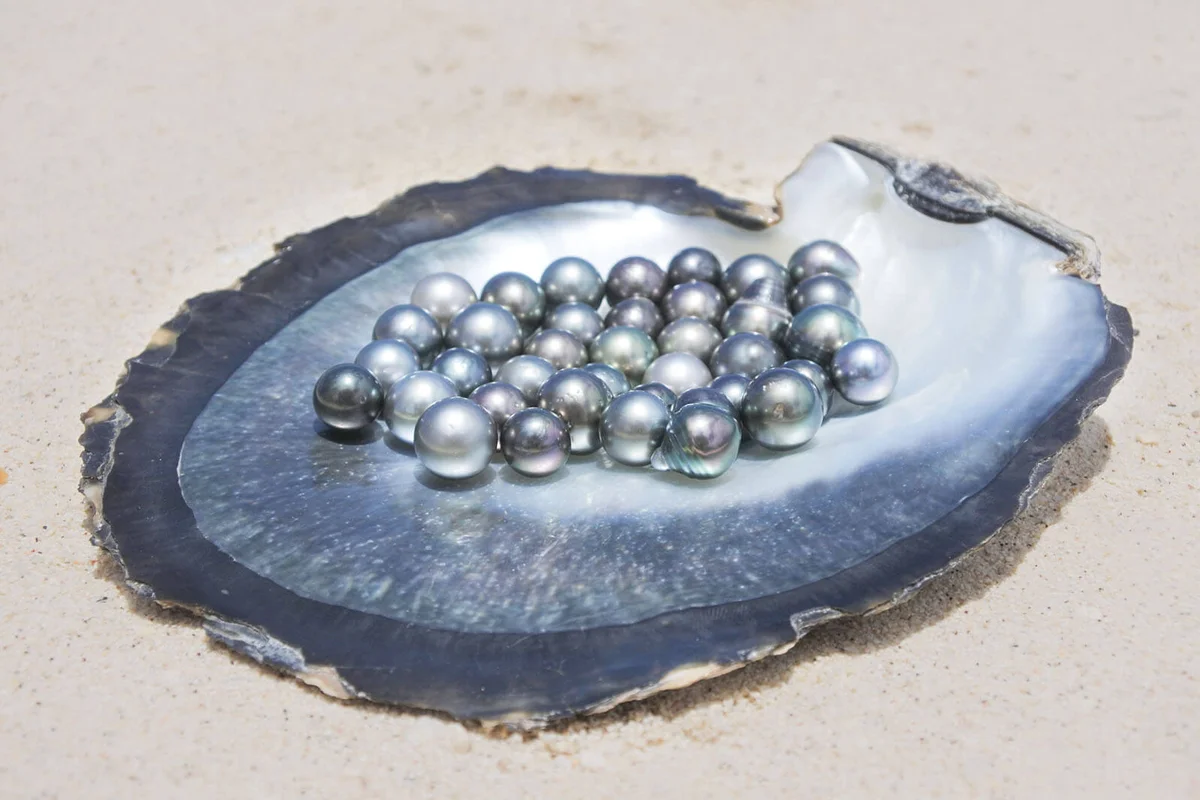 Excellent Round Tahitian Black Pearls