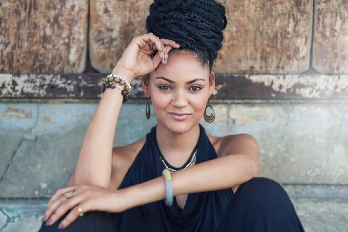 Woman matching beauty and style