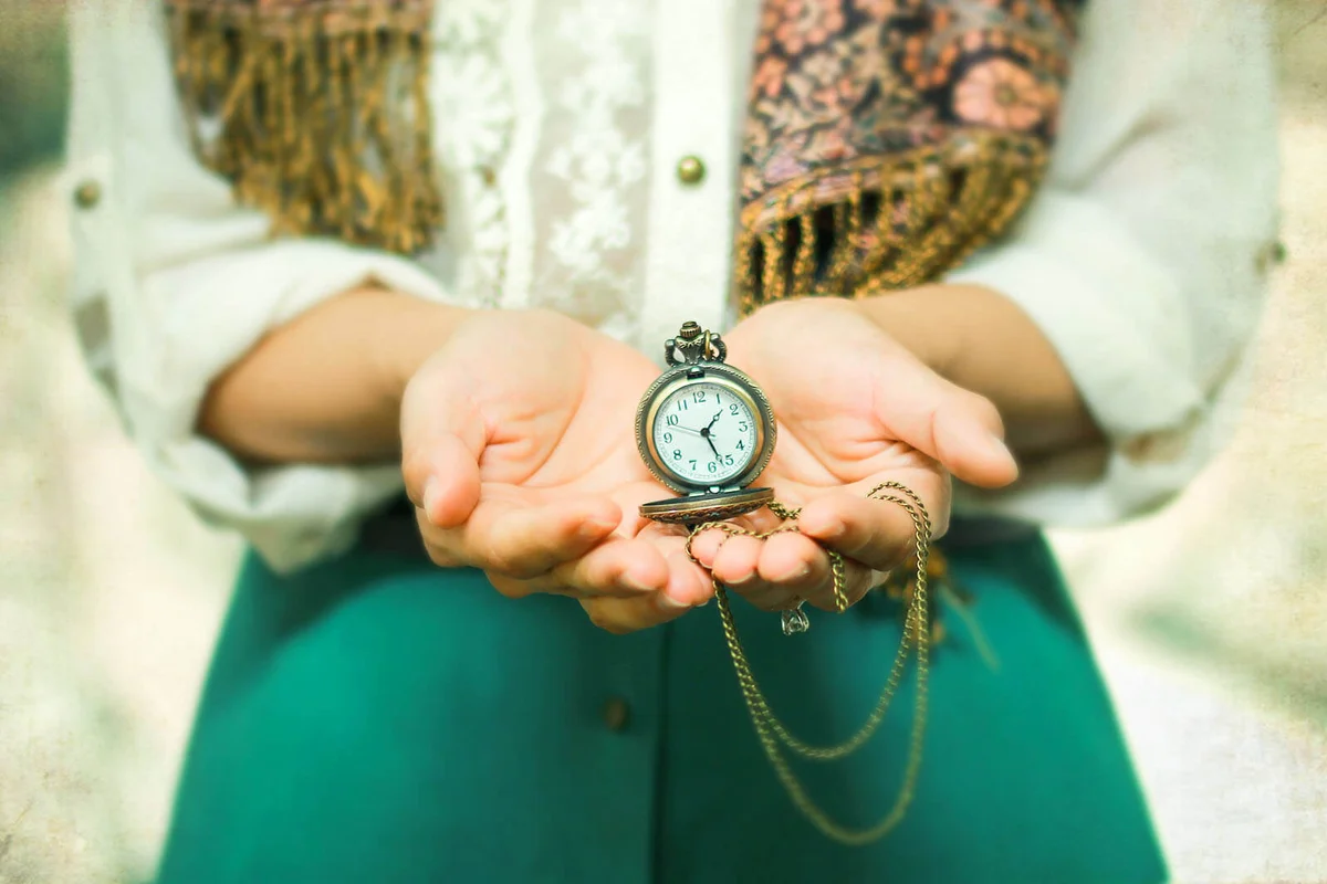 Pocket watch on hands