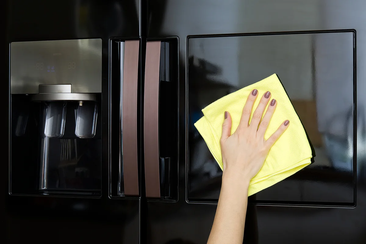 Cleaning black stainless refrigerator