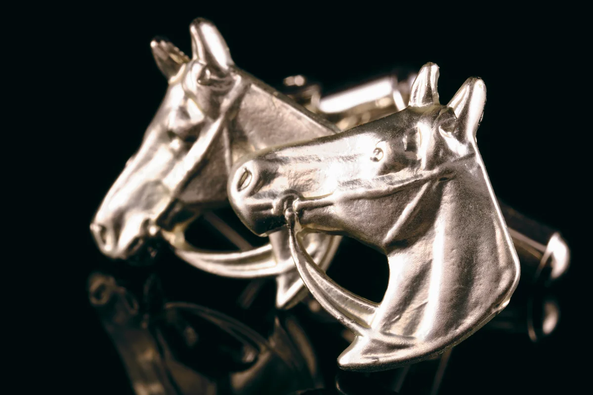 Silver horse head cufflinks