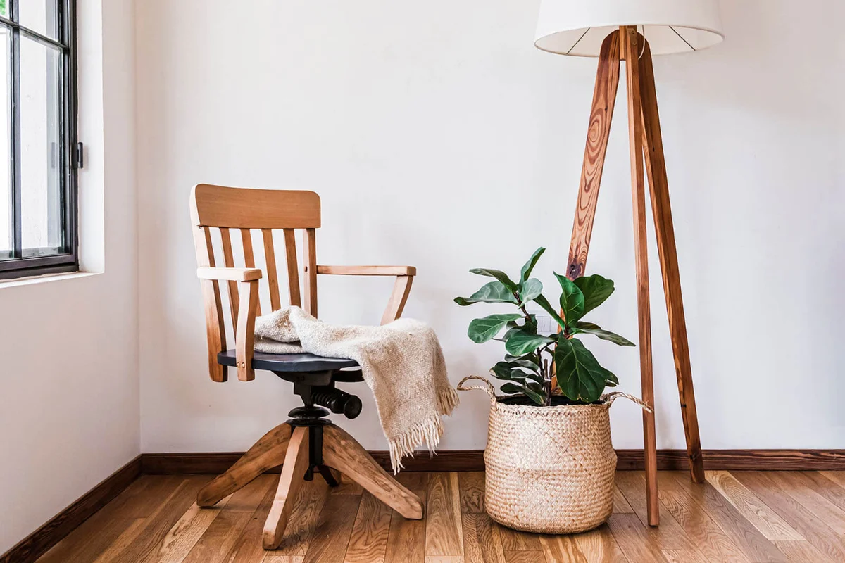 Recycled forniture, restored chair, in cozy home interior