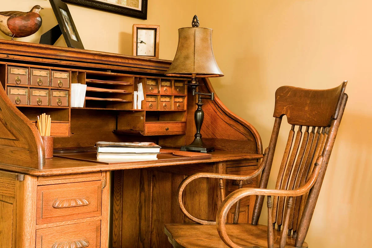 Oak Rolltop Desk and Chair