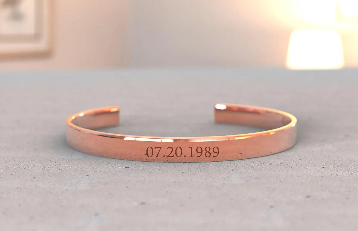 Copper bracelet close-up in interior