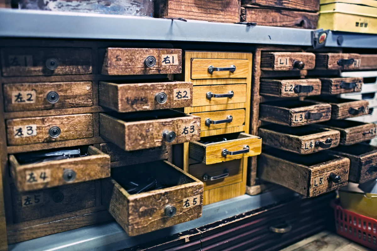 Vintage wooden flipping cabinets