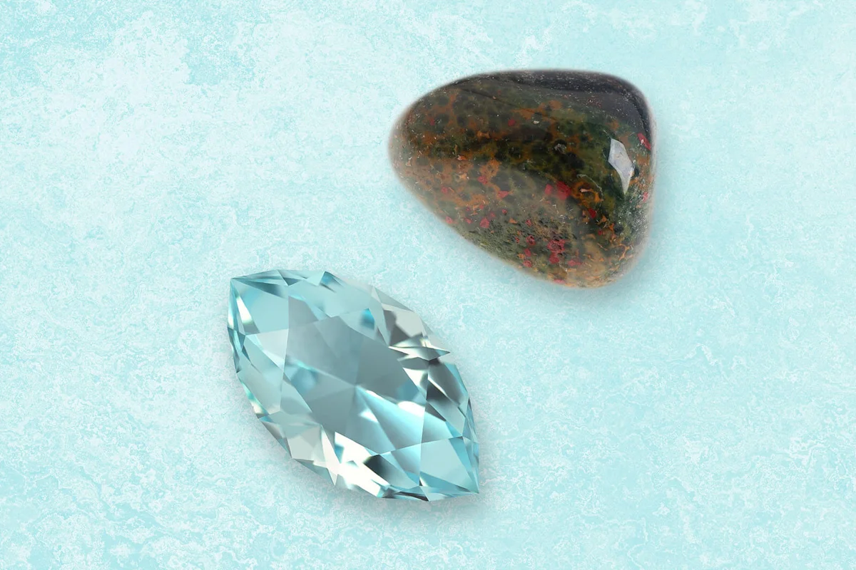 March Birthstones - Aquamarine and Bloodstone Gemstones