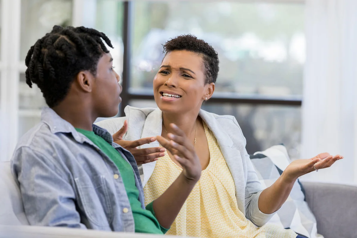 Mom argues with teenage son
