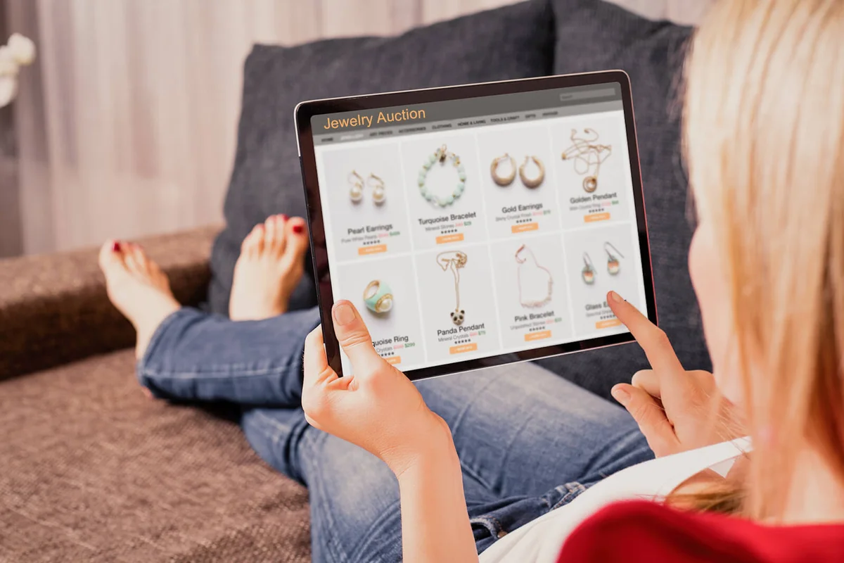 Woman buying jewelry online