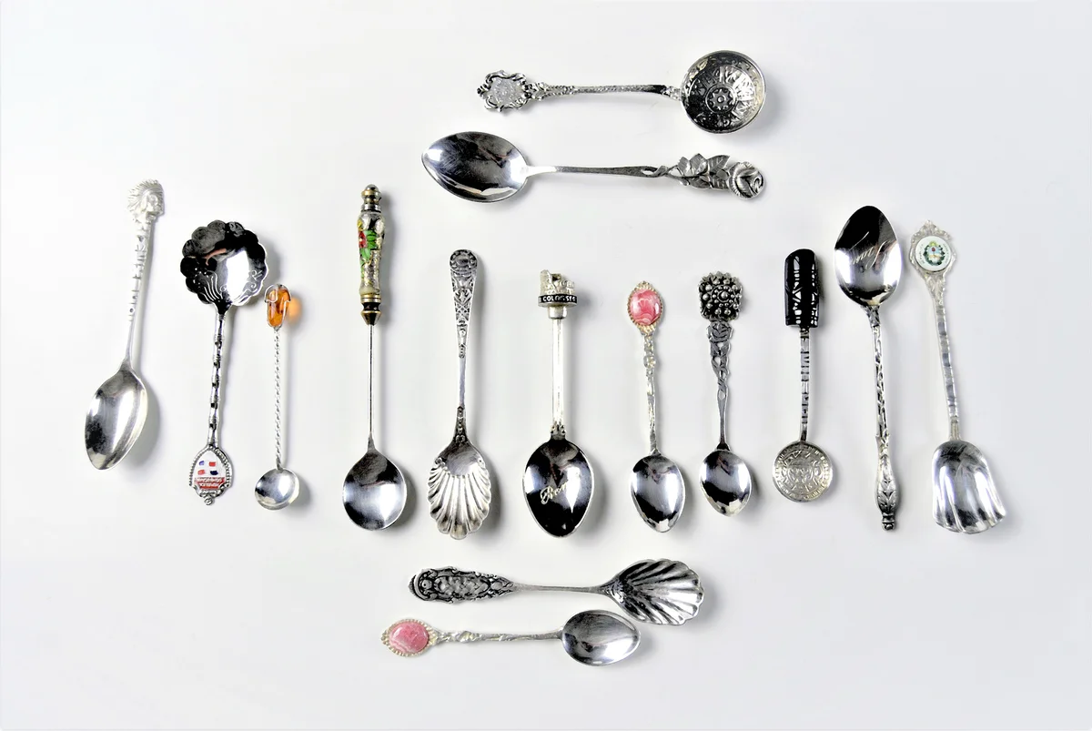 Silver teaspoons on a table