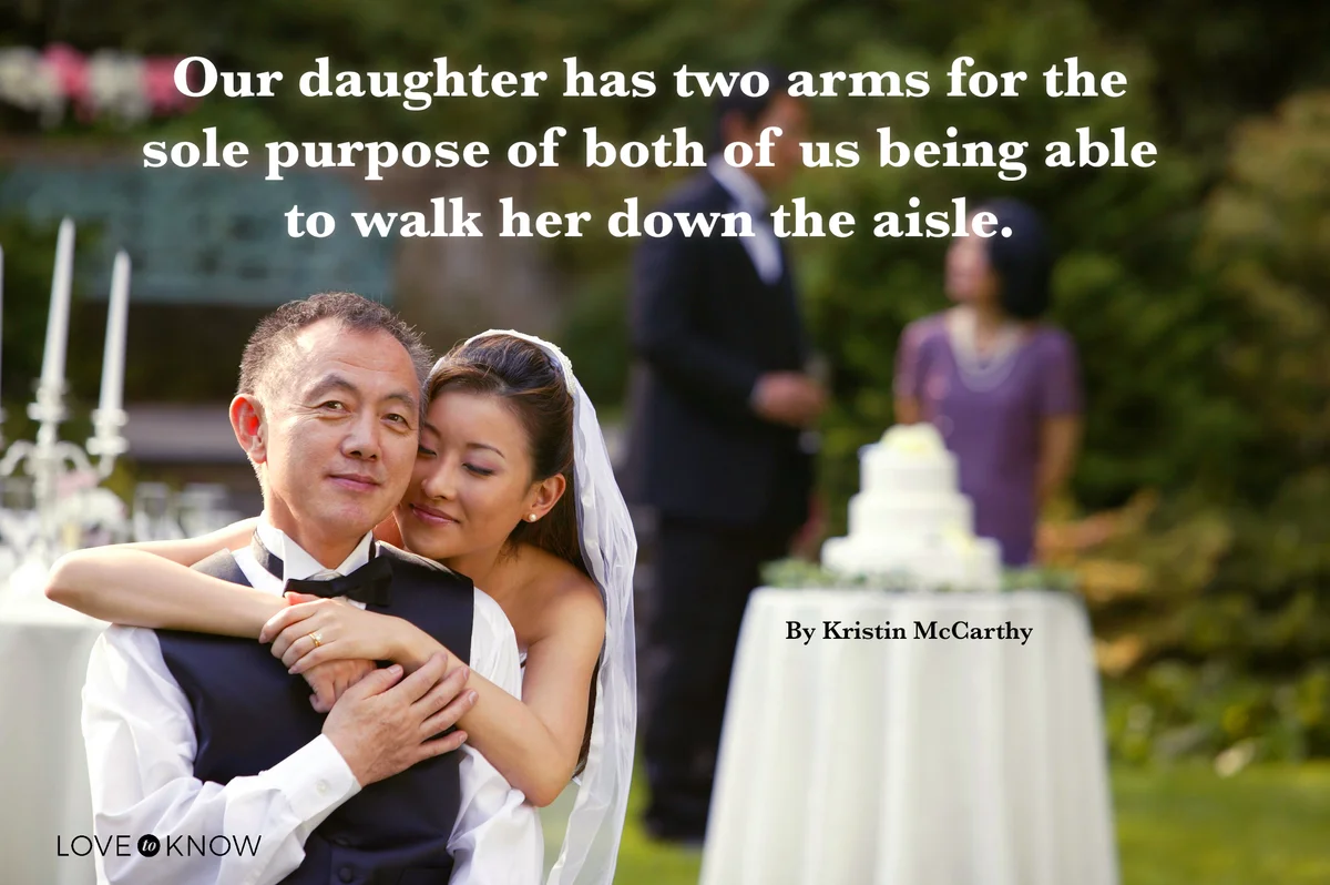 Bride and father at wedding reception