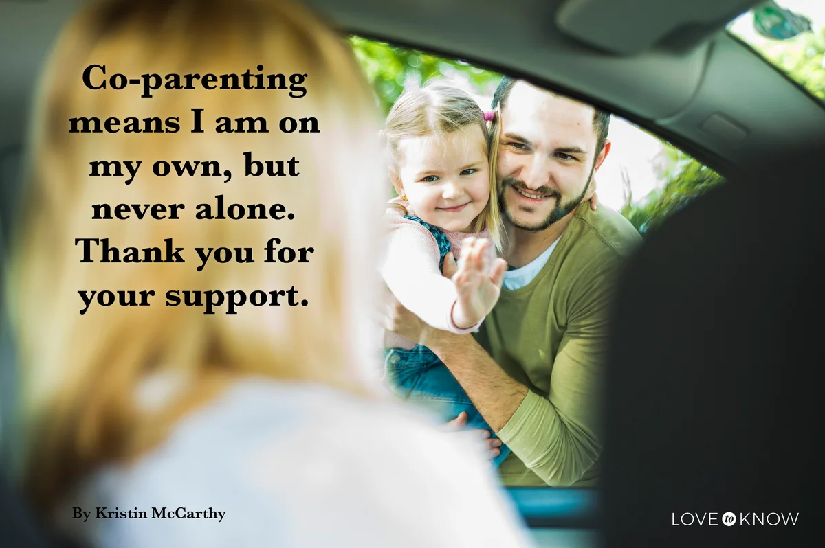 Girl with father saying goodbye to leaving mother in car