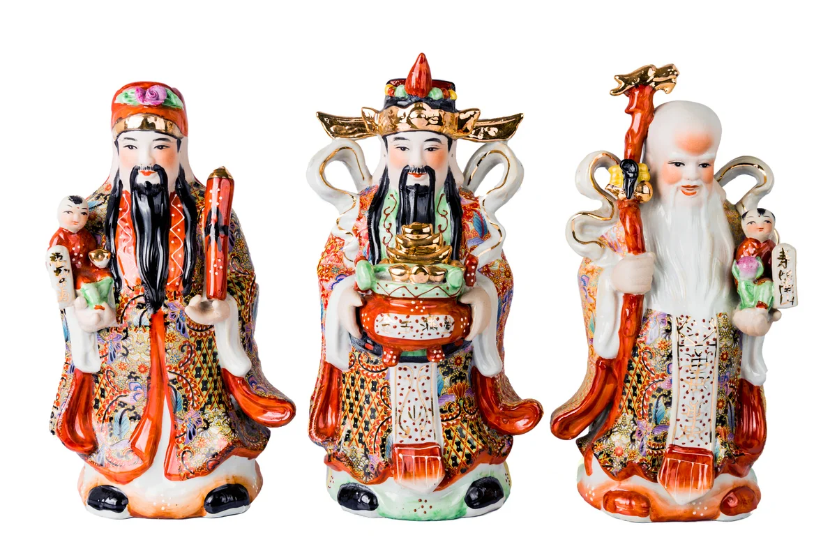 Chinese God of Fortune, Prosperity and Longevity figurine