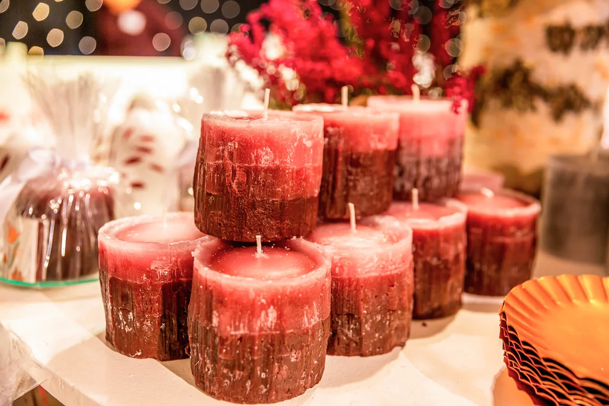 Aroma colorful Candles in a market