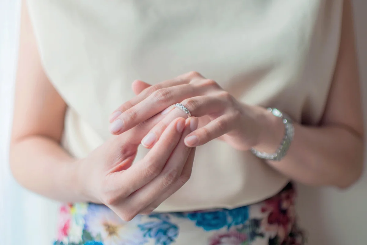 Woman wearing her wedding ring