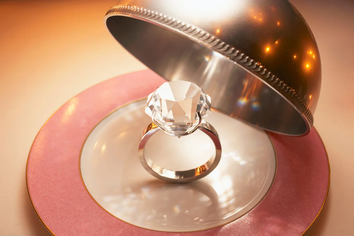 Big diamond ring in the silver dome