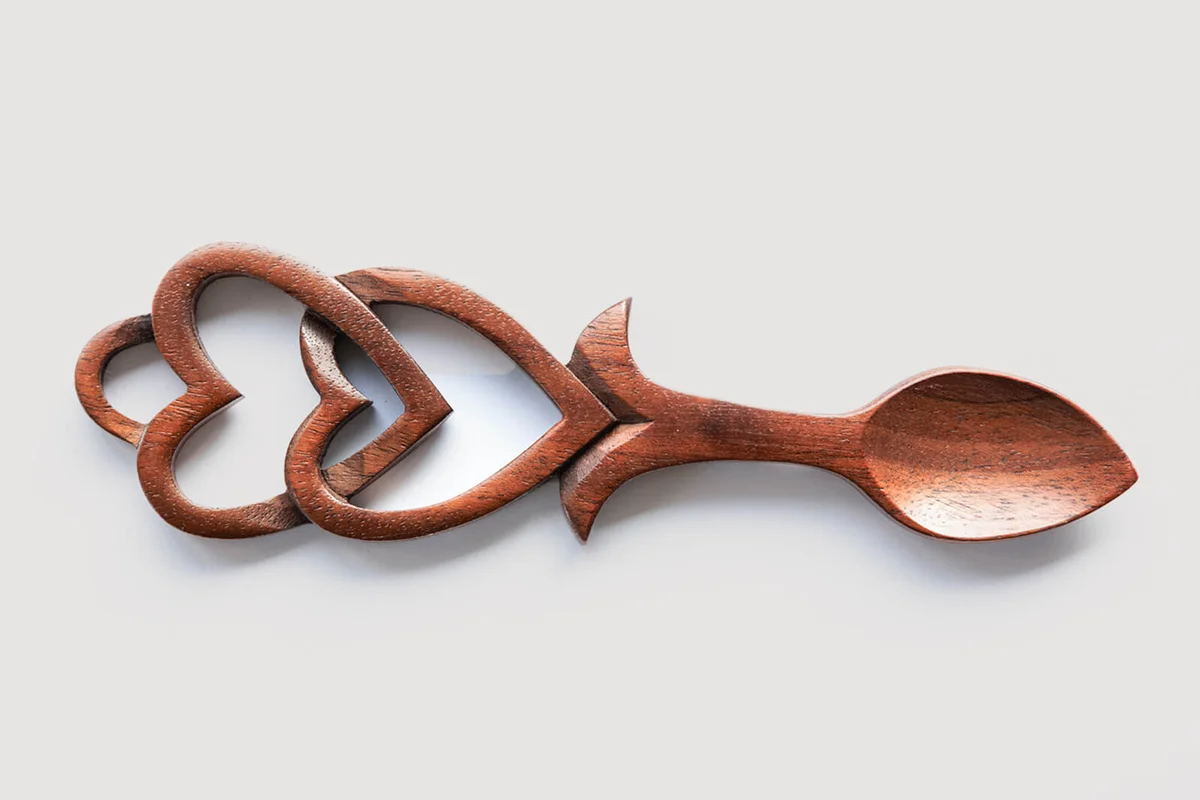 Carved wooden Love Spoon made in Wales