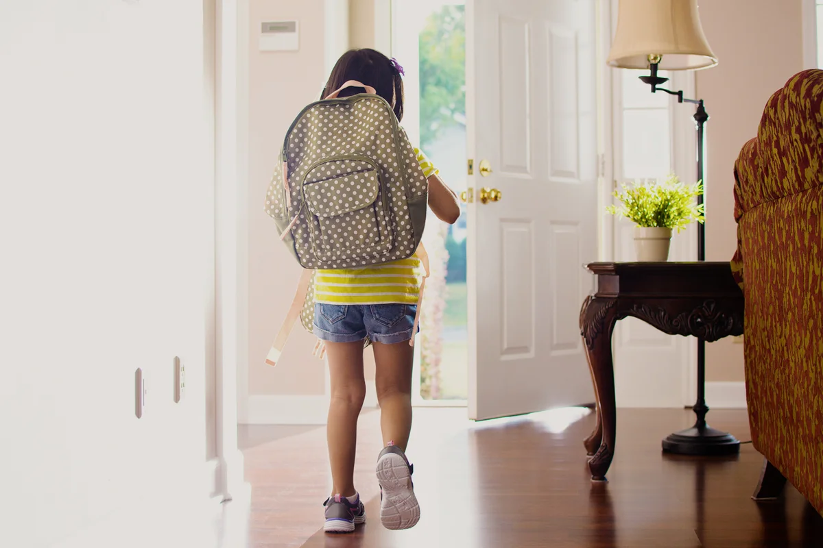 Girl leaving for school