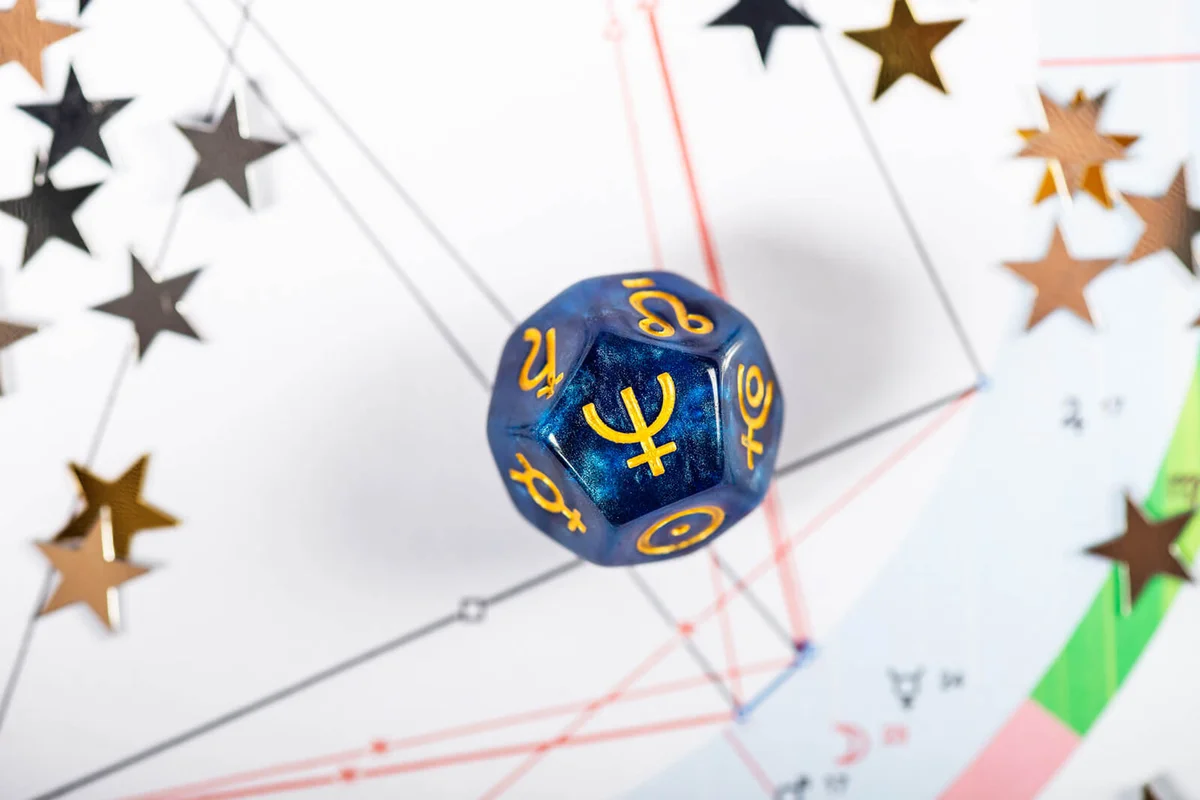 Astrology Dice with symbol of the planet Neptune