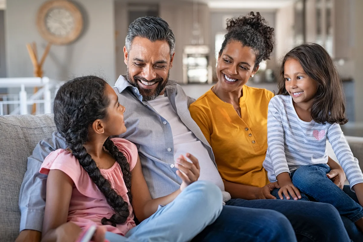 Happy joyful family having fun together