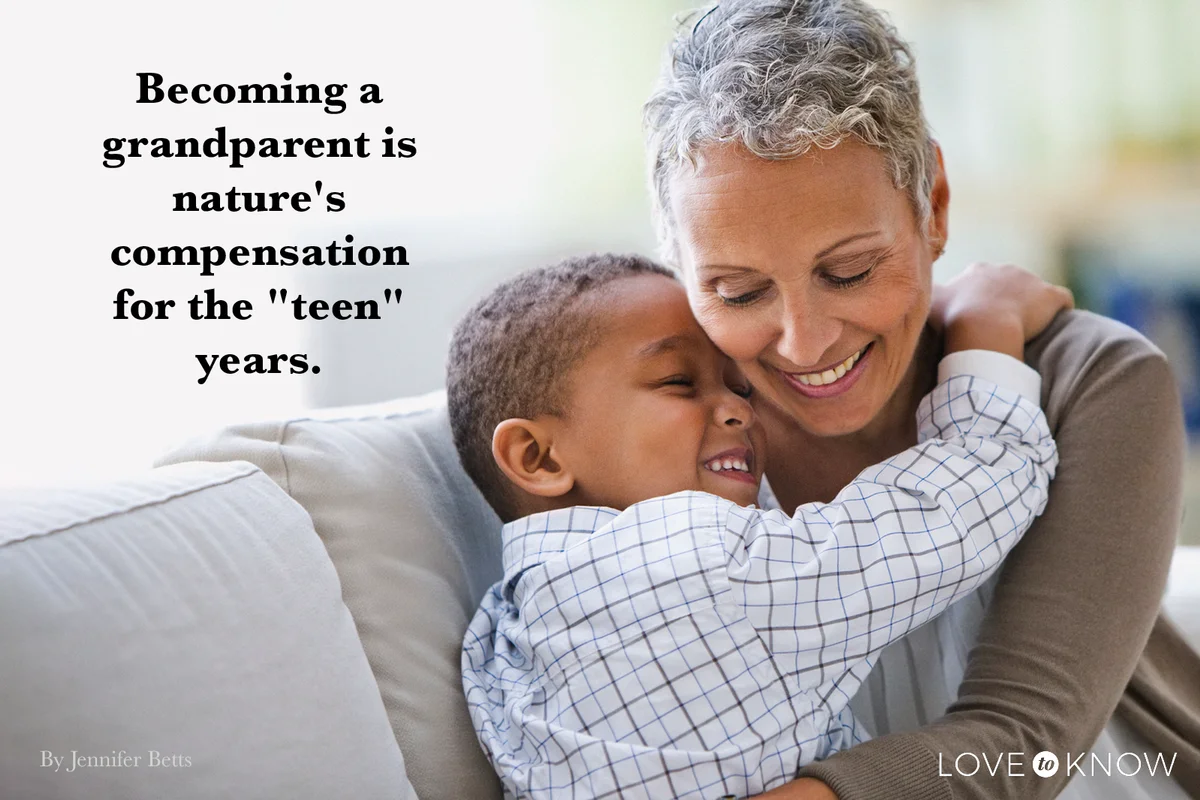 Grandmother hugging grandson