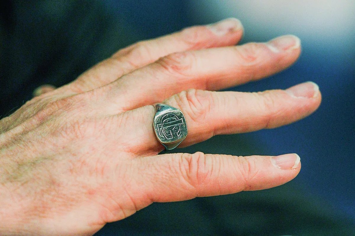 A ring of Louis van Gaal, head coach of Bayern Muenchen is pictured during a press conference | Getty Editorial Use