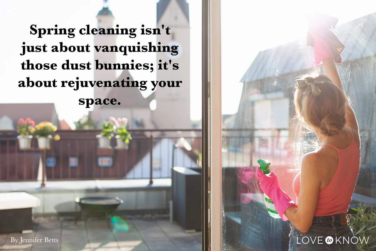 Woman cleaning window