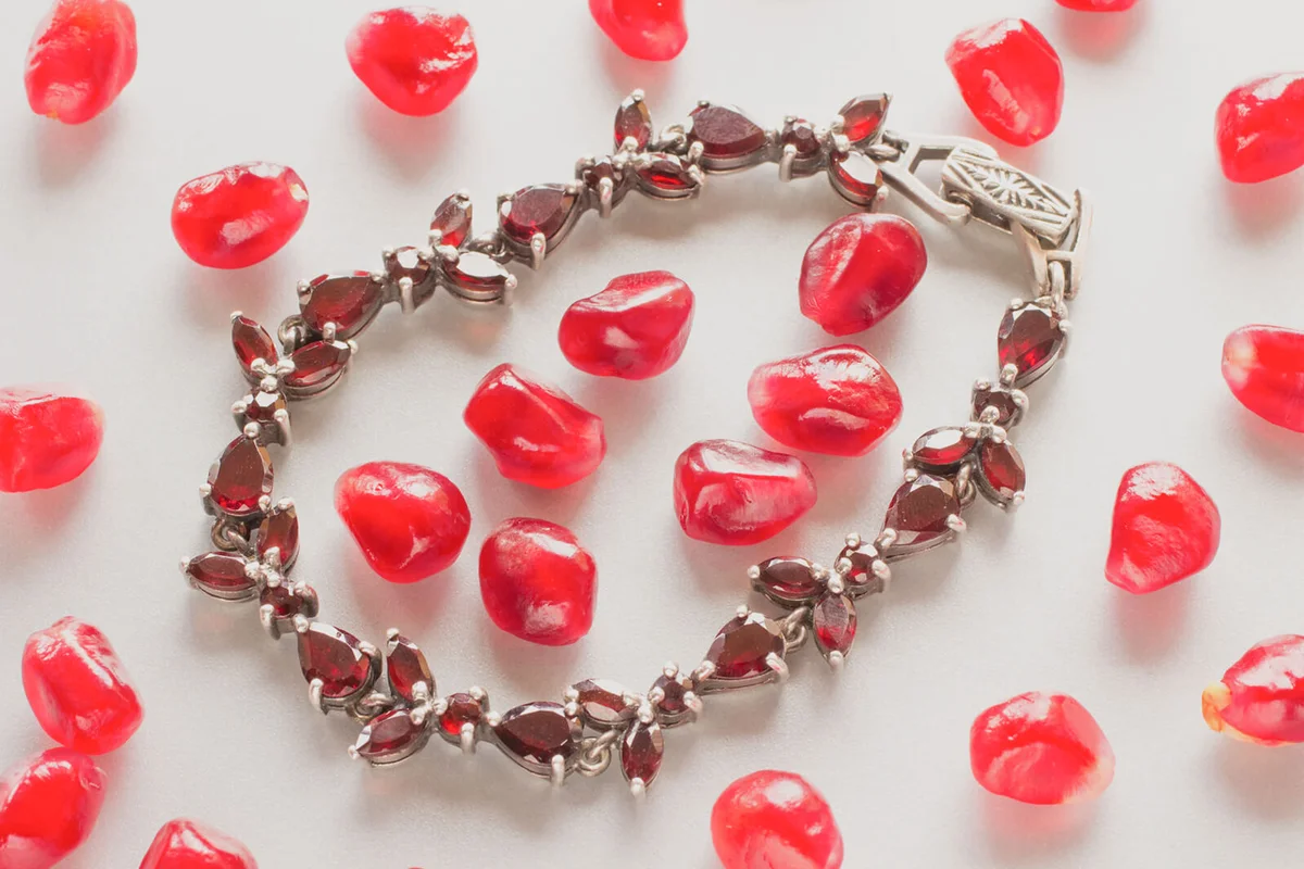 Pomegranate bracelet and garnet berries