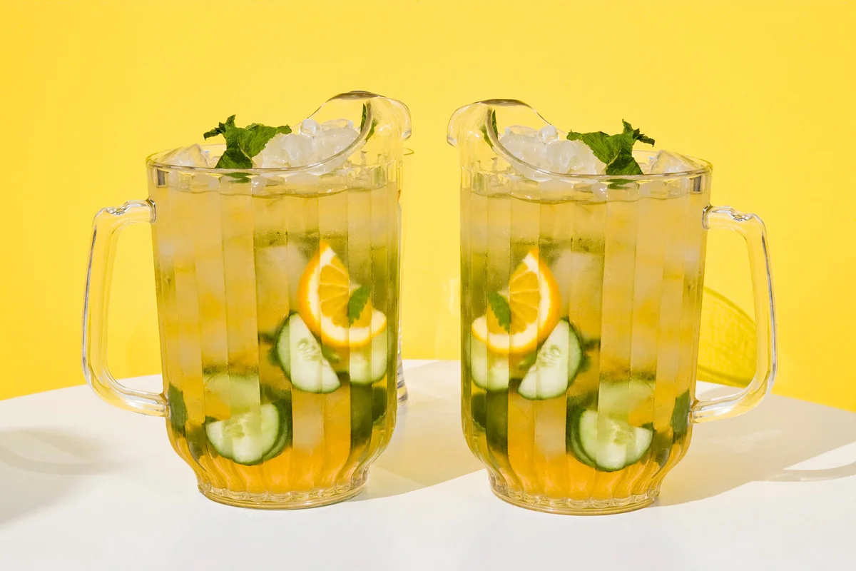 Pimm's punch and Mojito in jugs