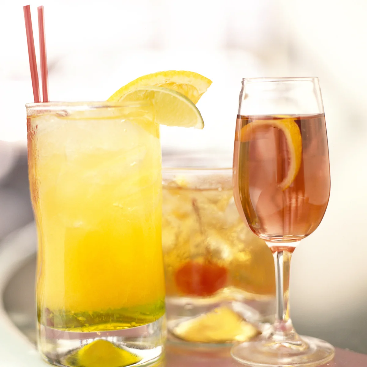 Mixed drinks on table