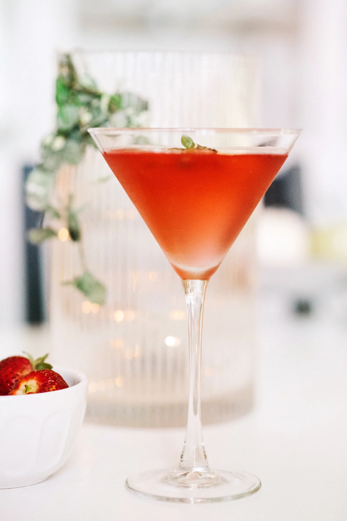 French Martini Cocktail In Glass On Table