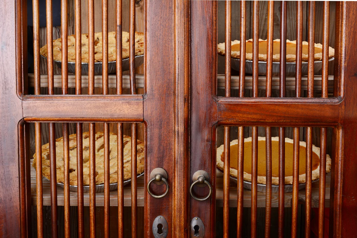Closeup of an old fashioned pie safe