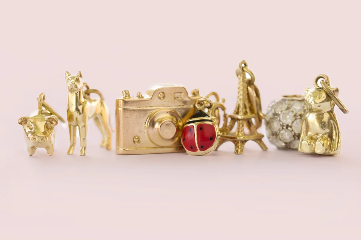Vintage gold charm lineup