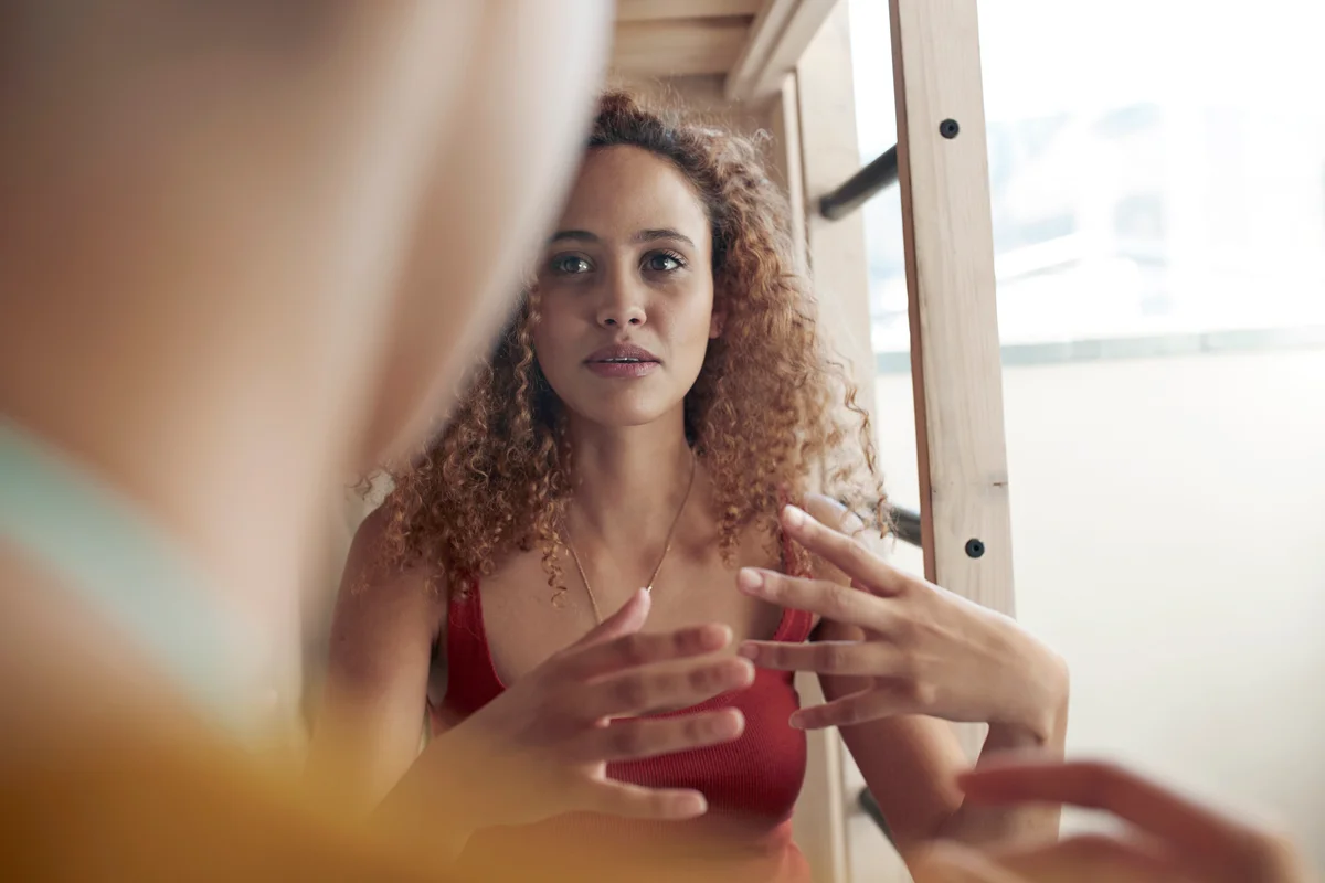 Woman declining a date