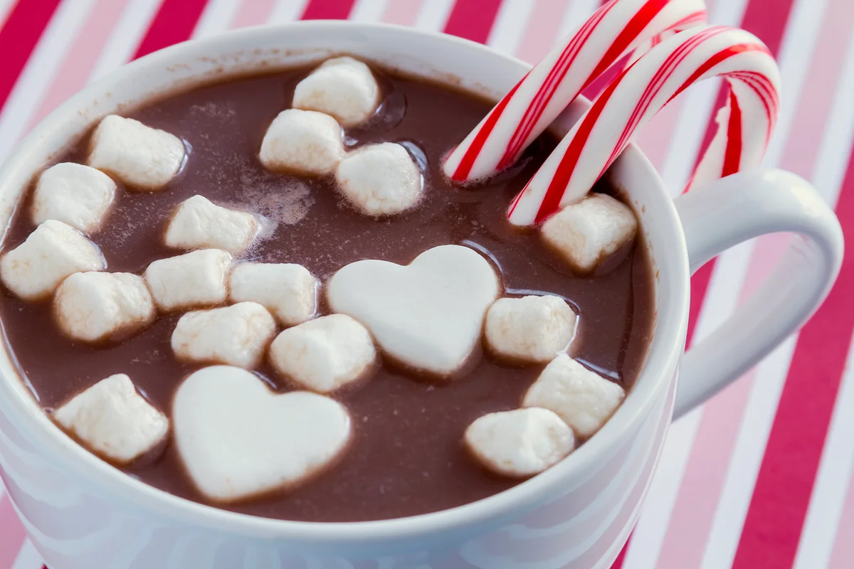 Hot Chocolate with Heart Shaped Candies