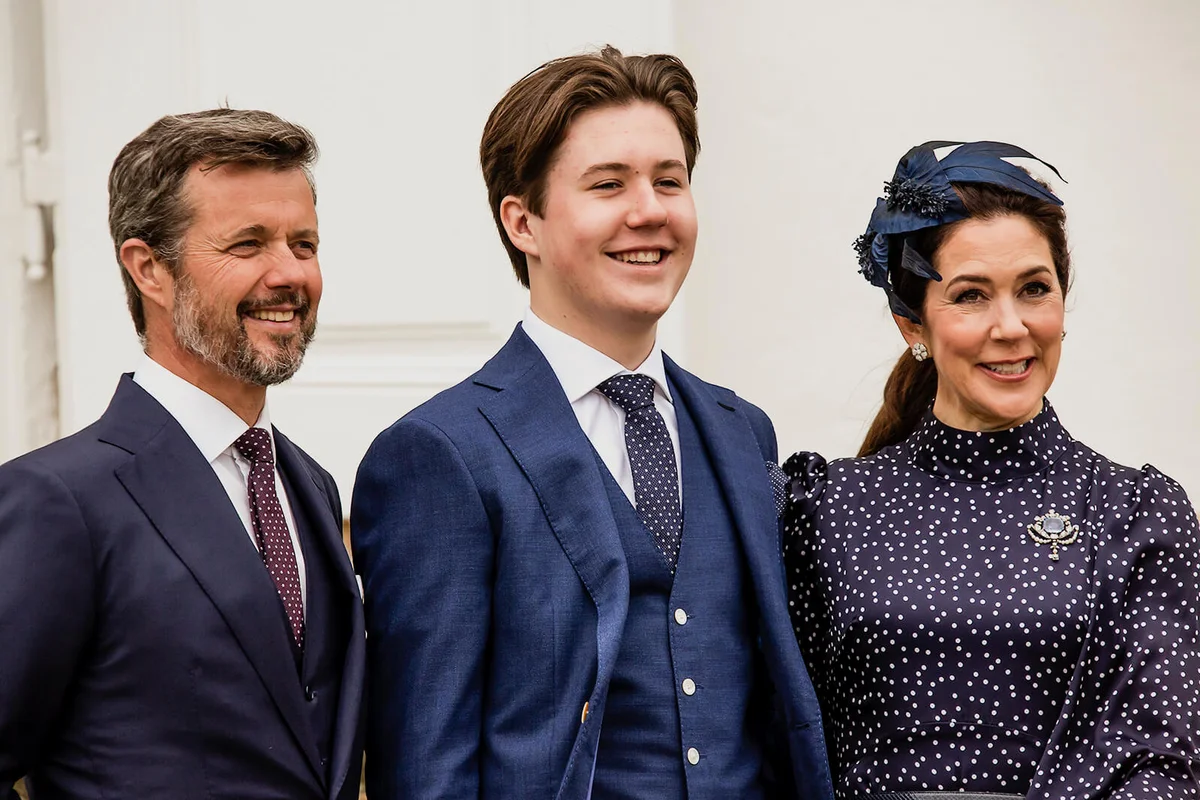 Prince Christian of Denmark together with his father, Crown Prince Frederik and his mother, Crown Princess Mary, after the confirmation | Getty Editorial Use