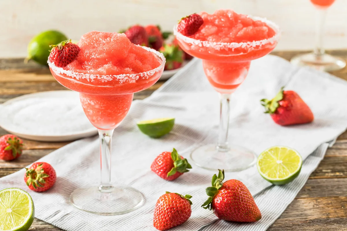 Homemade Red Frozen Strawberry Margarita in a Glass