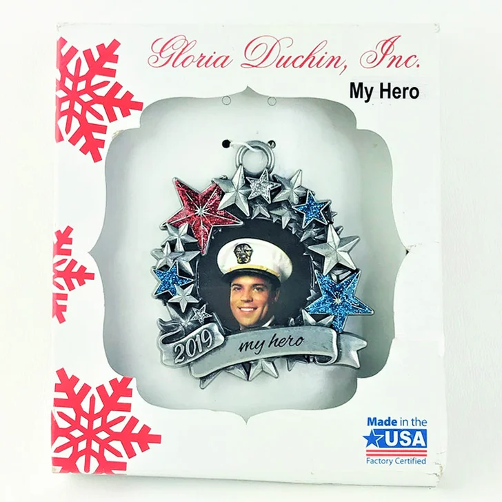 2019 Pewter USA Star Keepsake Photo Christmas Ornament Gloria Duchin USA