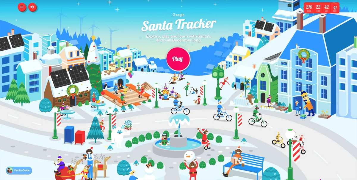 Screenshot of Google Santa Tracker