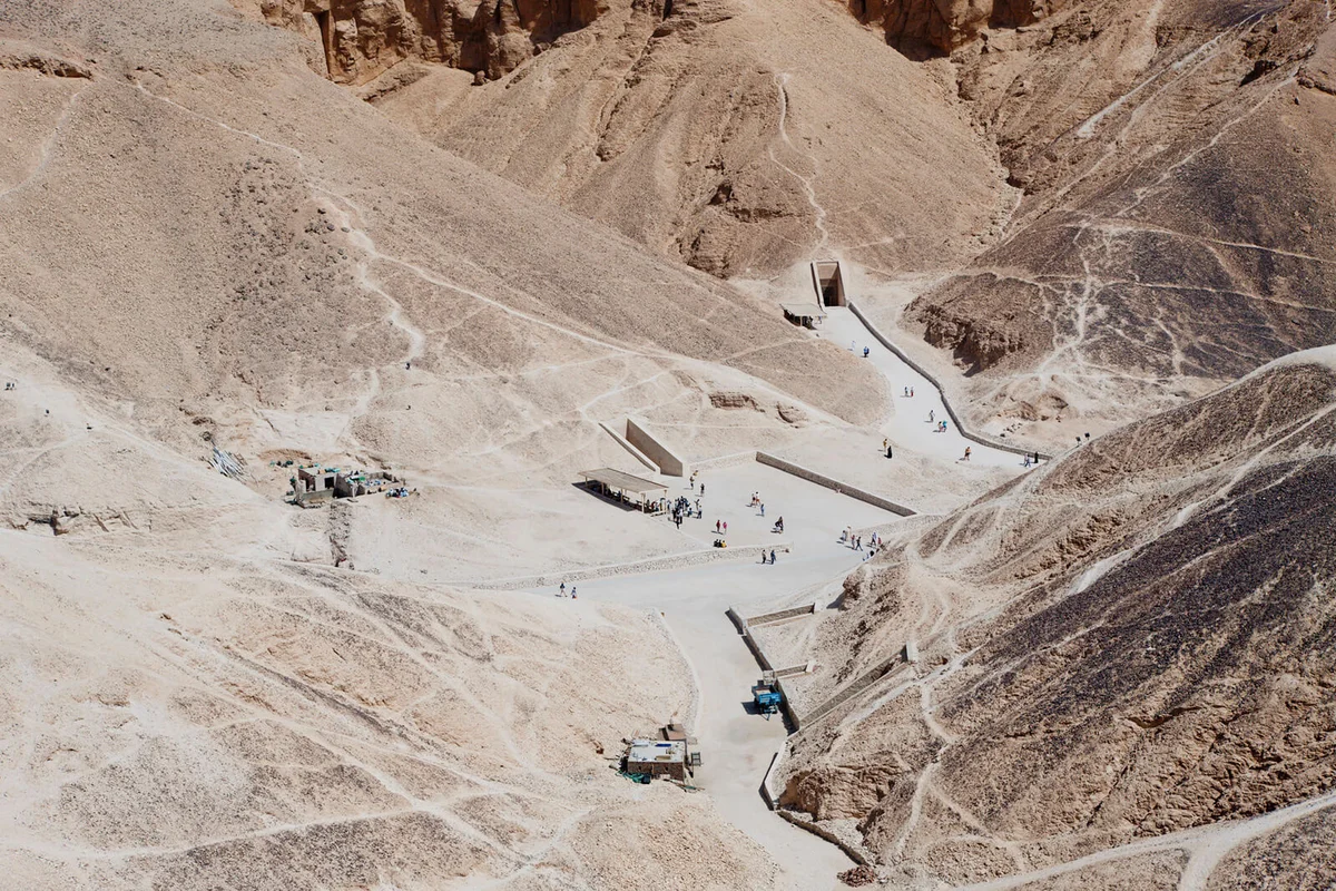 Egypt, Luxor, Panorama of Valley of the Kings