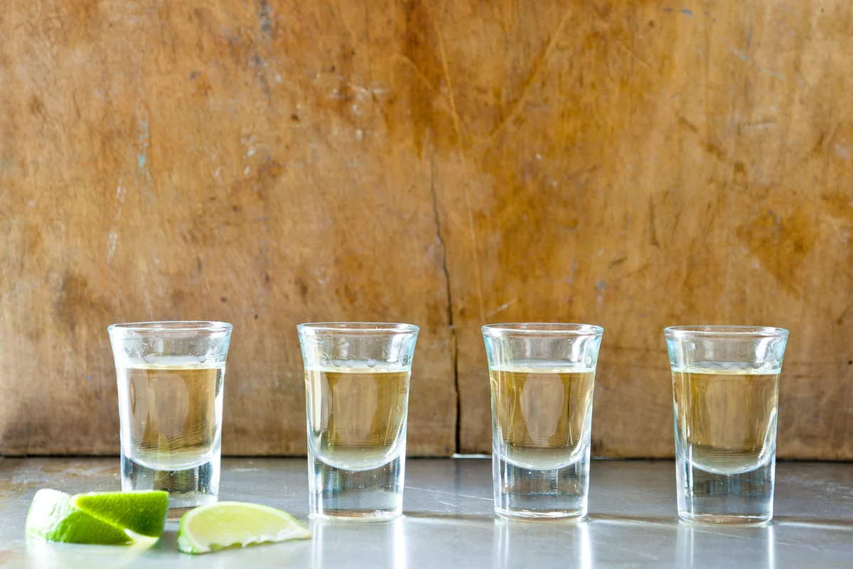 Row of tequila shots