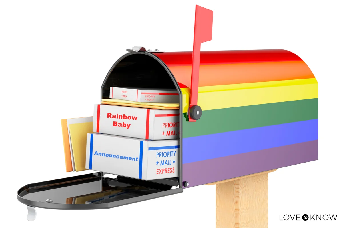 Rainbow Mailbox Announcing Baby