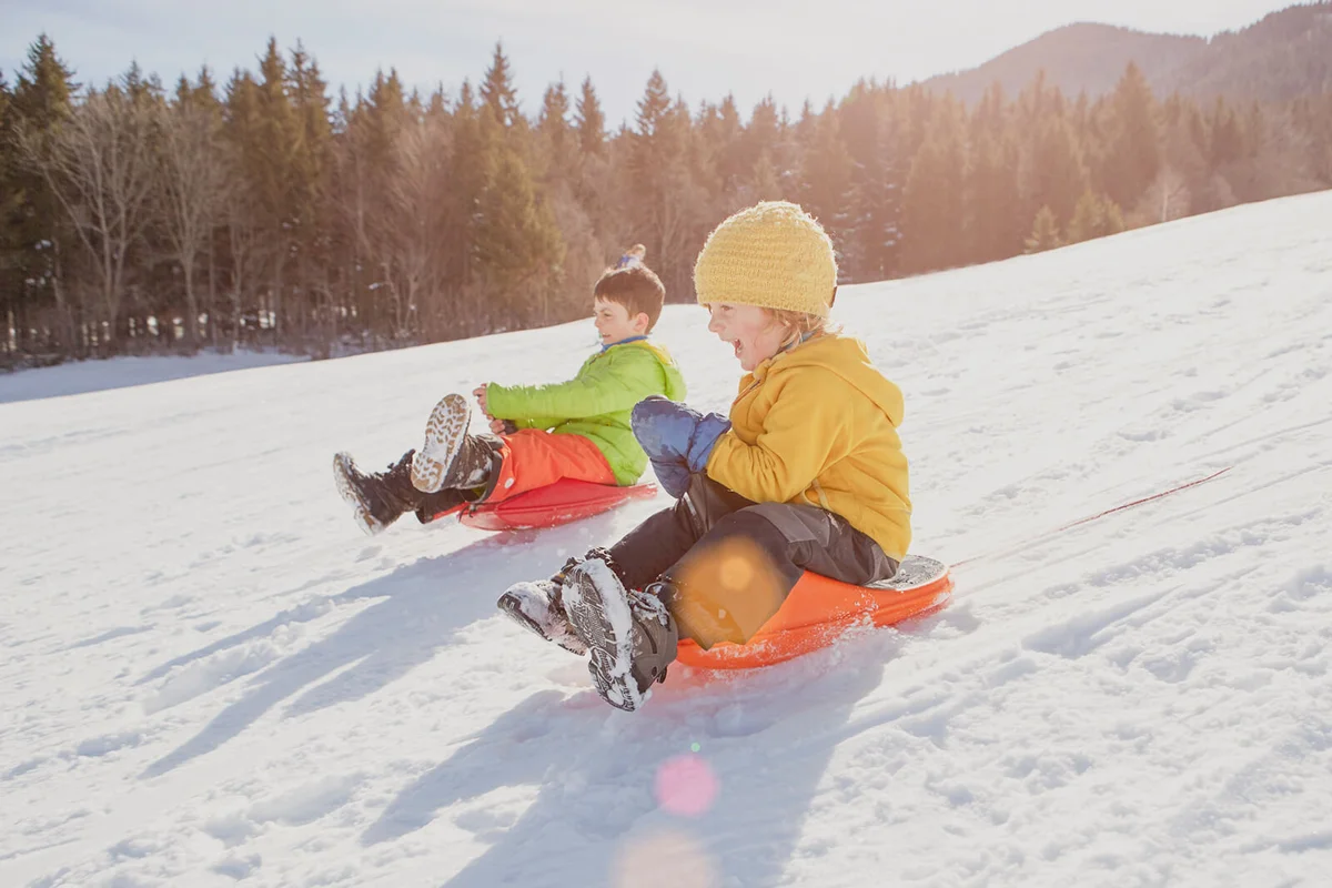 Boys tobogganing