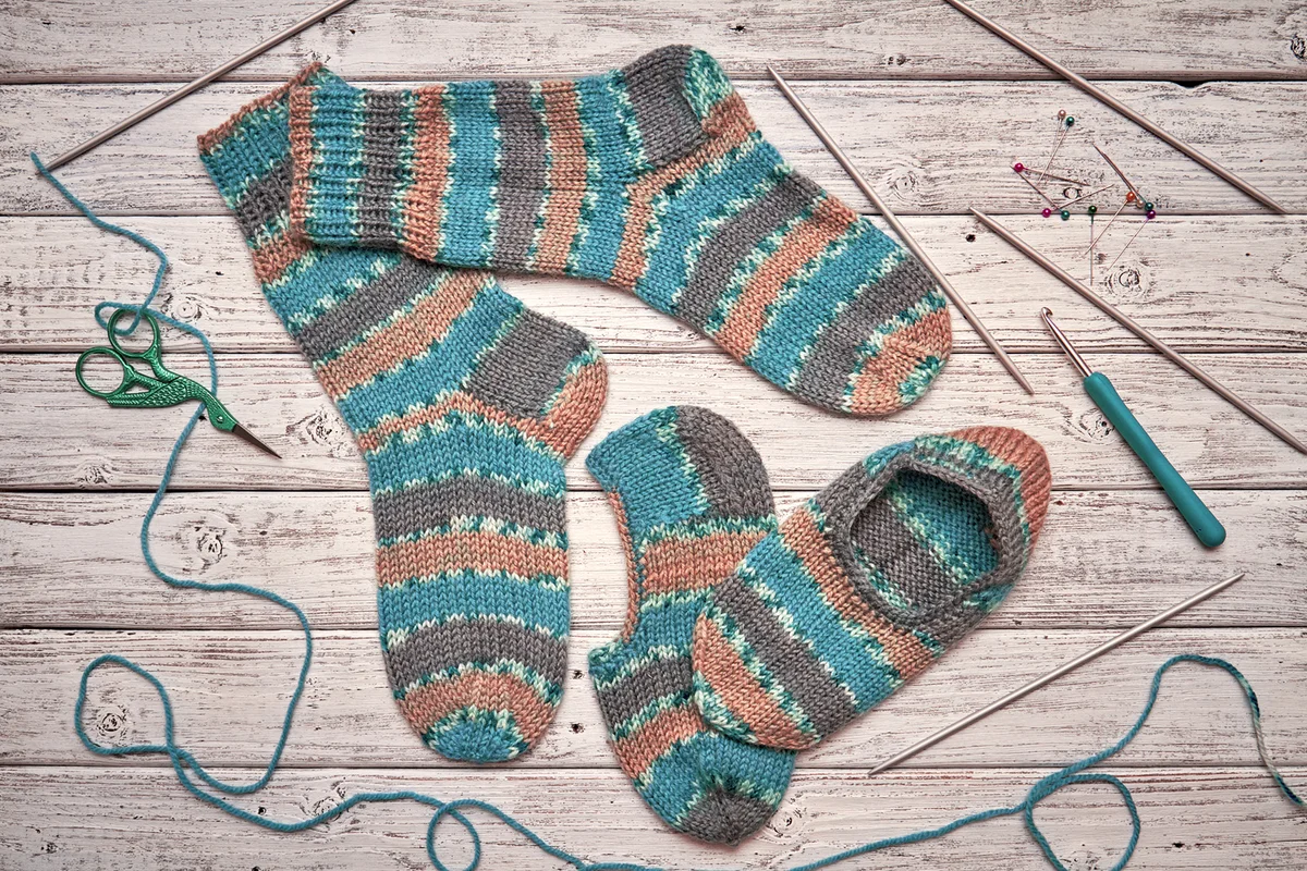 knitted socks and slippers
