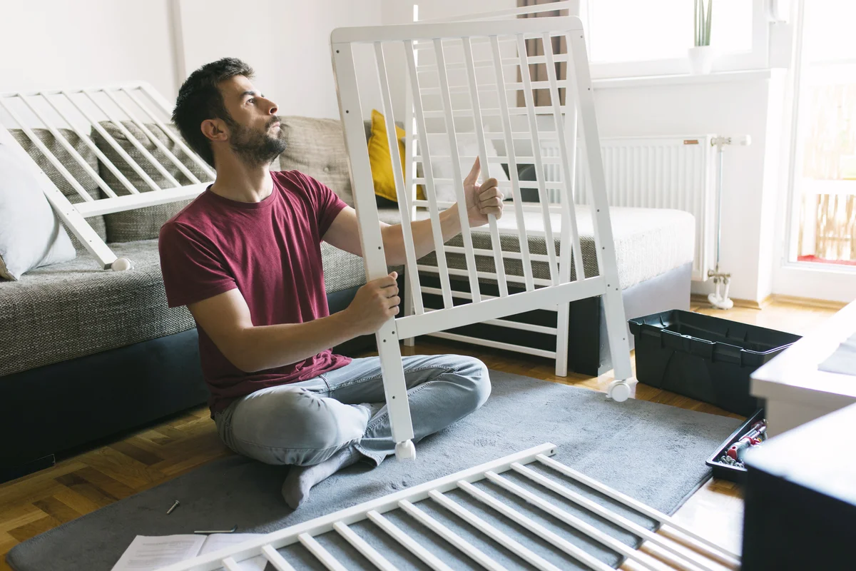Preparing the crib for baby
