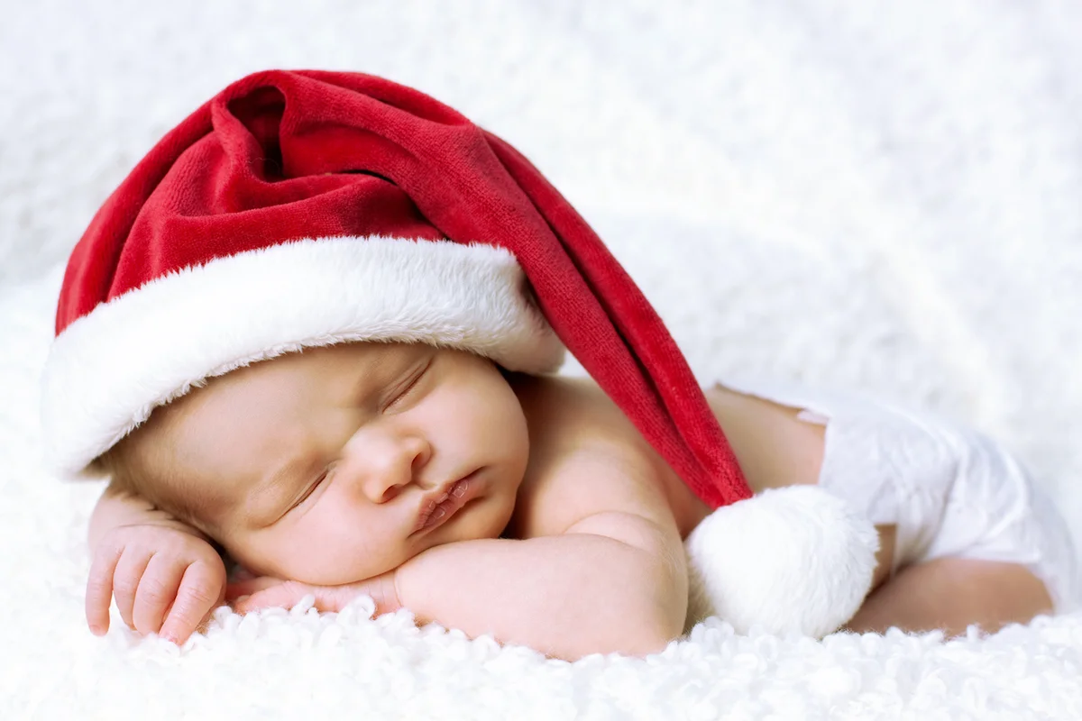 Newborn baby with Santa Hat