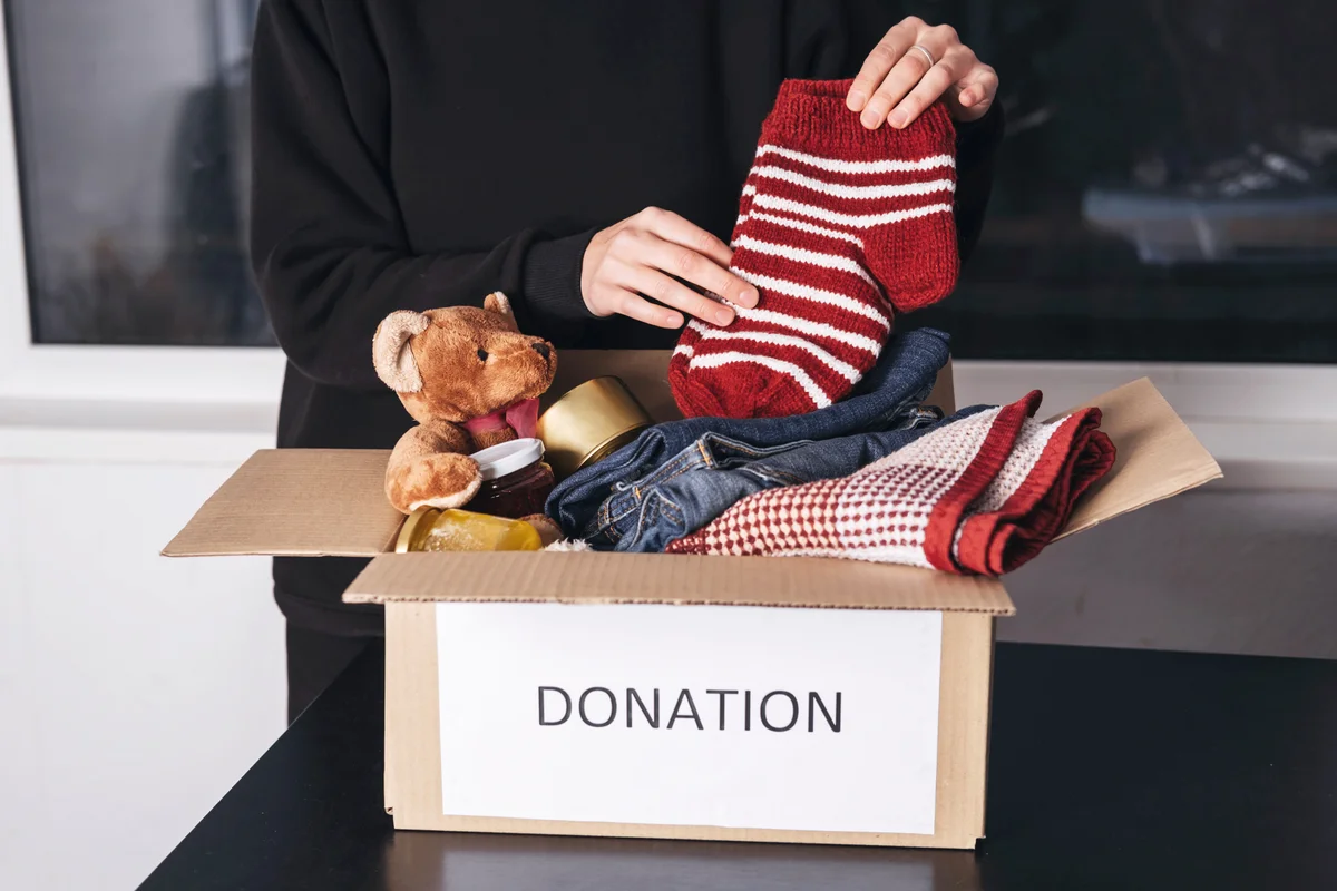 Woman with donation box