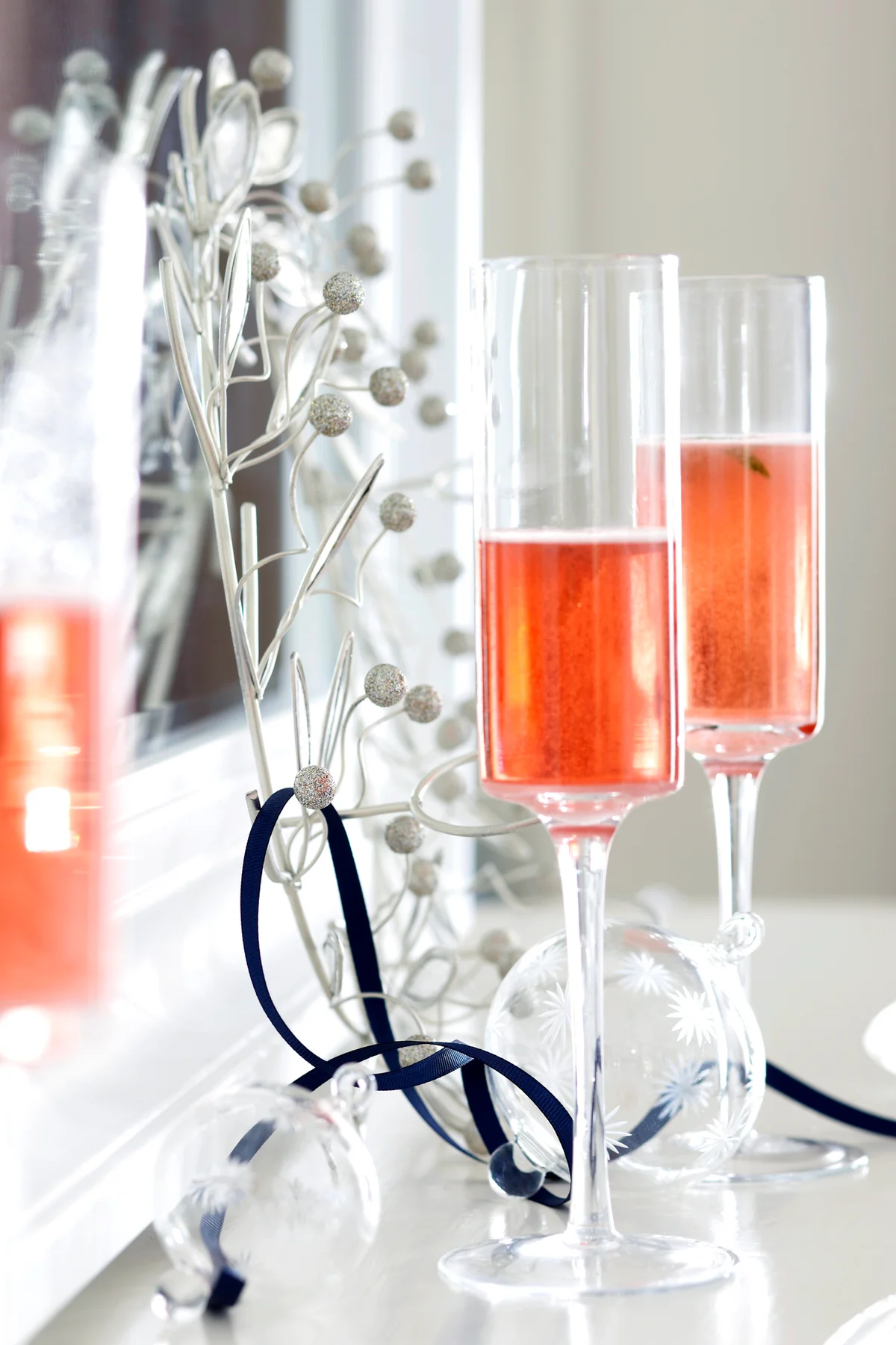 Champagne flutes of sloe royale