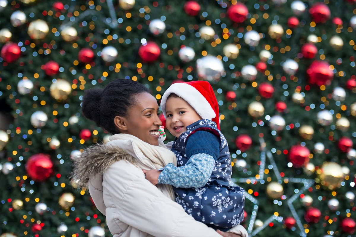 Mother and daughter in Christmas time