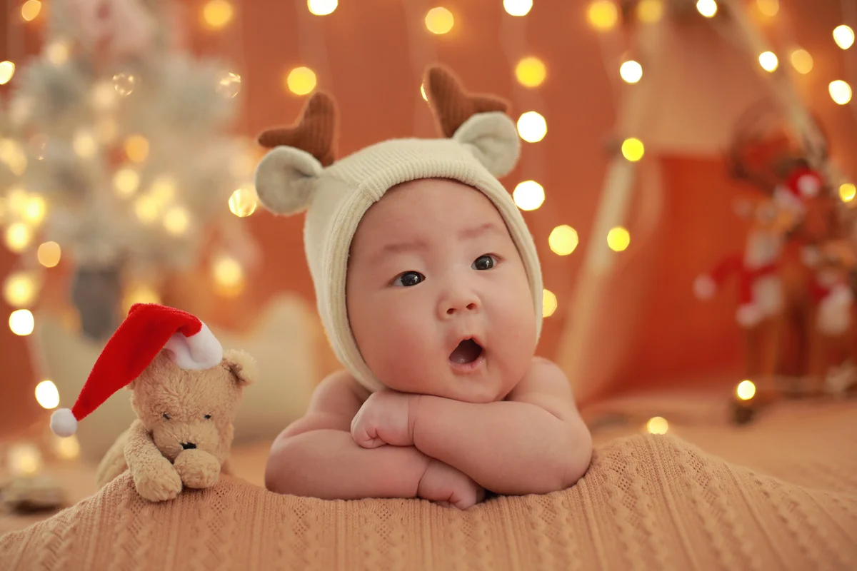 Cute Baby Boy Wearing Santa Hat